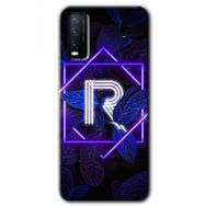 Vivo Y20S Dark Neon Yaprak R Harfi Baskılı Uyumlu Silikon Kılıf