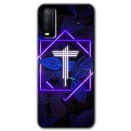 Vivo Y20S Dark Neon Yaprak T Harfi Baskılı Uyumlu Silikon Kılıf