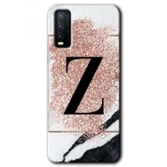 Vivo Y20S Pembe Mermer Desenli Z Harfi Baskılı Uyumlu Silikon Kılıf