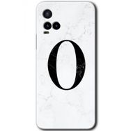Vivo Y21 Beyaz Mermer Desenli O Harfi Baskılı Uyumlu Silikon Kılıf