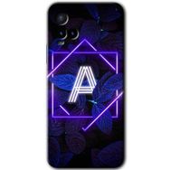 Vivo Y21 Dark Neon Yaprak A Harfi Baskılı Uyumlu Silikon Kılıf