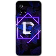 Vivo Y21 Dark Neon Yaprak D Harfi Baskılı Uyumlu Silikon Kılıf