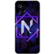 Vivo Y21 Dark Neon Yaprak N Harfi Baskılı Uyumlu Silikon Kılıf