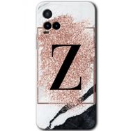 Vivo Y21 Pembe Mermer Desenli Z Harfi Baskılı Uyumlu Silikon Kılıf