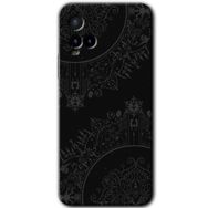 Vivo Y21 Siyah Mandala Baskılı Uyumlu Silikon Kılıf