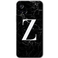 Vivo Y21 Siyah Mermer Desenli Z Harfi Baskılı Uyumlu Silikon Kılıf