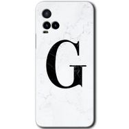 Vivo Y21S Beyaz Mermer Desenli G Harfi Baskılı Uyumlu Silikon Kılıf
