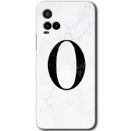 Vivo Y21S Beyaz Mermer Desenli O Harfi Baskılı Uyumlu Silikon Kılıf