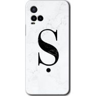 Vivo Y21S Beyaz Mermer Desenli Ş Harfi Baskılı Uyumlu Silikon Kılıf