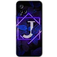 Vivo Y21S Dark Neon Yaprak J Harfi Baskılı Uyumlu Silikon Kılıf