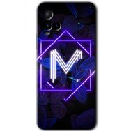 Vivo Y21S Dark Neon Yaprak M Harfi Baskılı Uyumlu Silikon Kılıf