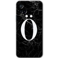 Vivo Y21S Siyah Mermer Desenli O Harfi Baskılı Uyumlu Silikon Kılıf