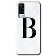 Vivo Y31 2021 Beyaz Mermer Desenli B Harfi Baskılı Uyumlu Silikon Kılıf
