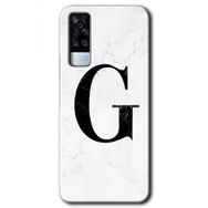 Vivo Y31 2021 Beyaz Mermer Desenli G Harfi Baskılı Uyumlu Silikon Kılıf
