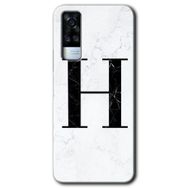 Vivo Y31 2021 Beyaz Mermer Desenli H Harfi Baskılı Uyumlu Silikon Kılıf