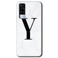 Vivo Y31 2021 Beyaz Mermer Desenli Y Harfi Baskılı Uyumlu Silikon Kılıf