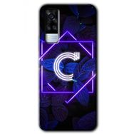 Vivo Y31 2021 Dark Neon Yaprak C Harfi Baskılı Uyumlu Silikon Kılıf