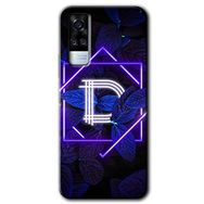 Vivo Y31 2021 Dark Neon Yaprak D Harfi Baskılı Uyumlu Silikon Kılıf