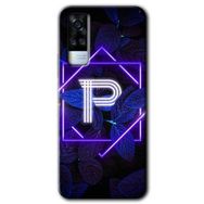 Vivo Y31 2021 Dark Neon Yaprak P Harfi Baskılı Uyumlu Silikon Kılıf