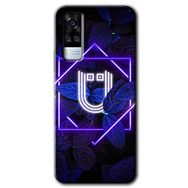 Vivo Y31 2021 Dark Neon Yaprak U Harfi Baskılı Uyumlu Silikon Kılıf