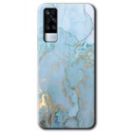 Vivo Y31 2021 Mavi Gold Mermer Baskılı Uyumlu Silikon Kılıf