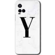 Vivo Y33S Beyaz Mermer Desenli Y Harfi Baskılı Uyumlu Silikon Kılıf