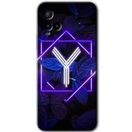 Vivo Y33S Dark Neon Yaprak Y Harfi Baskılı Uyumlu Silikon Kılıf