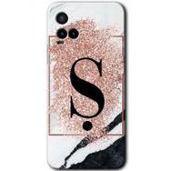 Vivo Y33S Pembe Mermer Desenli Ş Harfi Baskılı Uyumlu Silikon Kılıf