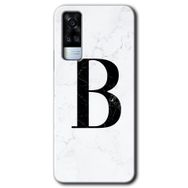Vivo Y51 Beyaz Mermer Desenli B Harfi Baskılı Uyumlu Silikon Kılıf