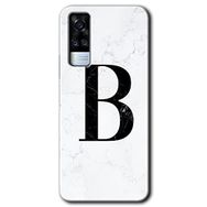 Vivo Y51A Beyaz Mermer Desenli B Harfi Baskılı Uyumlu Silikon Kılıf