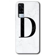 Vivo Y51A Beyaz Mermer Desenli D Harfi Baskılı Uyumlu Silikon Kılıf
