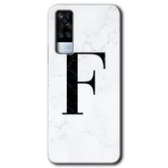Vivo Y51A Beyaz Mermer Desenli F Harfi Baskılı Uyumlu Silikon Kılıf
