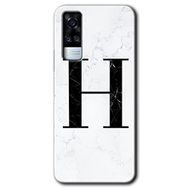Vivo Y51A Beyaz Mermer Desenli H Harfi Baskılı Uyumlu Silikon Kılıf
