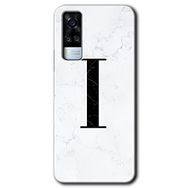 Vivo Y51A Beyaz Mermer Desenli İ Harfi Baskılı Uyumlu Silikon Kılıf