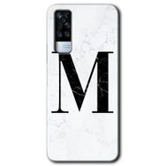 Vivo Y51A Beyaz Mermer Desenli M Harfi Baskılı Uyumlu Silikon Kılıf