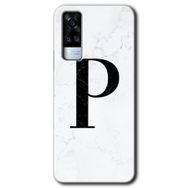 Vivo Y51A Beyaz Mermer Desenli P Harfi Baskılı Uyumlu Silikon Kılıf