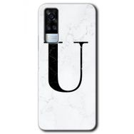 Vivo Y51A Beyaz Mermer Desenli Ü Harfi Baskılı Uyumlu Silikon Kılıf