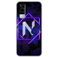 Vivo Y51A Dark Neon Yaprak N Harfi Baskılı Uyumlu Silikon Kılıf