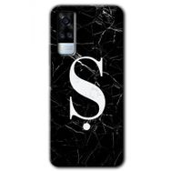 Vivo Y51A Siyah Mermer Desenli S Harfi Baskılı Uyumlu Silikon Kılıf