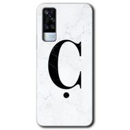 Vivo Y53S Beyaz Mermer Desenli C Harfi Baskılı Uyumlu Silikon Kılıf