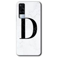 Vivo Y53S Beyaz Mermer Desenli D Harfi Baskılı Uyumlu Silikon Kılıf