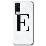 Vivo Y53S Beyaz Mermer Desenli E Harfi Baskılı Uyumlu Silikon Kılıf