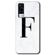 Vivo Y53S Beyaz Mermer Desenli F Harfi Baskılı Uyumlu Silikon Kılıf