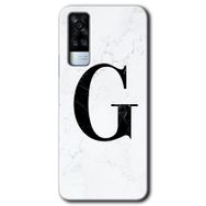 Vivo Y53S Beyaz Mermer Desenli G Harfi Baskılı Uyumlu Silikon Kılıf