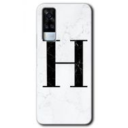 Vivo Y53S Beyaz Mermer Desenli H Harfi Baskılı Uyumlu Silikon Kılıf