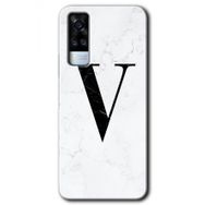 Vivo Y53S Beyaz Mermer Desenli V Harfi Baskılı Uyumlu Silikon Kılıf