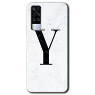 Vivo Y53S Beyaz Mermer Desenli Y Harfi Baskılı Uyumlu Silikon Kılıf