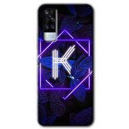 Vivo Y53S Dark Neon Yaprak K Harfi Baskılı Uyumlu Silikon Kılıf