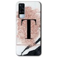 Vivo Y53S Pembe Mermer Desenli T Harfi Baskılı Uyumlu Silikon Kılıf