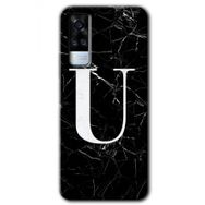 Vivo Y53S Siyah Mermer Desenli U Harfi Baskılı Uyumlu Silikon Kılıf